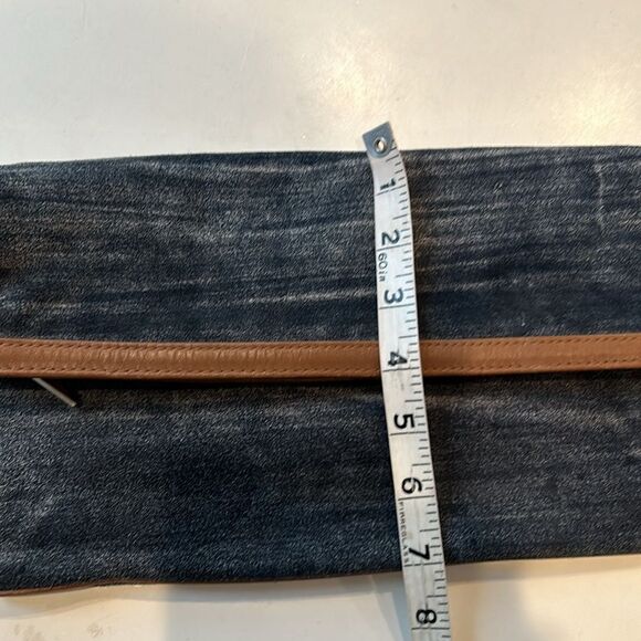 White House black market blue suede leather clutch with fringe add-on. Gorgeous. - Picture 6 of 7